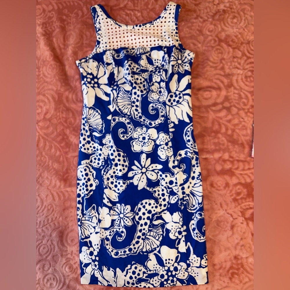 Lilly Pulitzer Blue and White Floral Dress